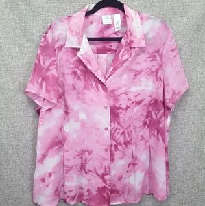 Emma James Pink Patterned Camp Shirt EUC Sz 20W